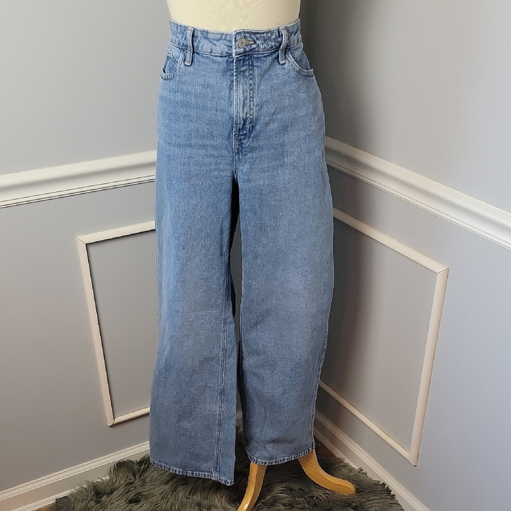 OLD NAVY Extra High Rise Wide Leg Straight Boho Casual Denim Stretch Jeans‎ 12